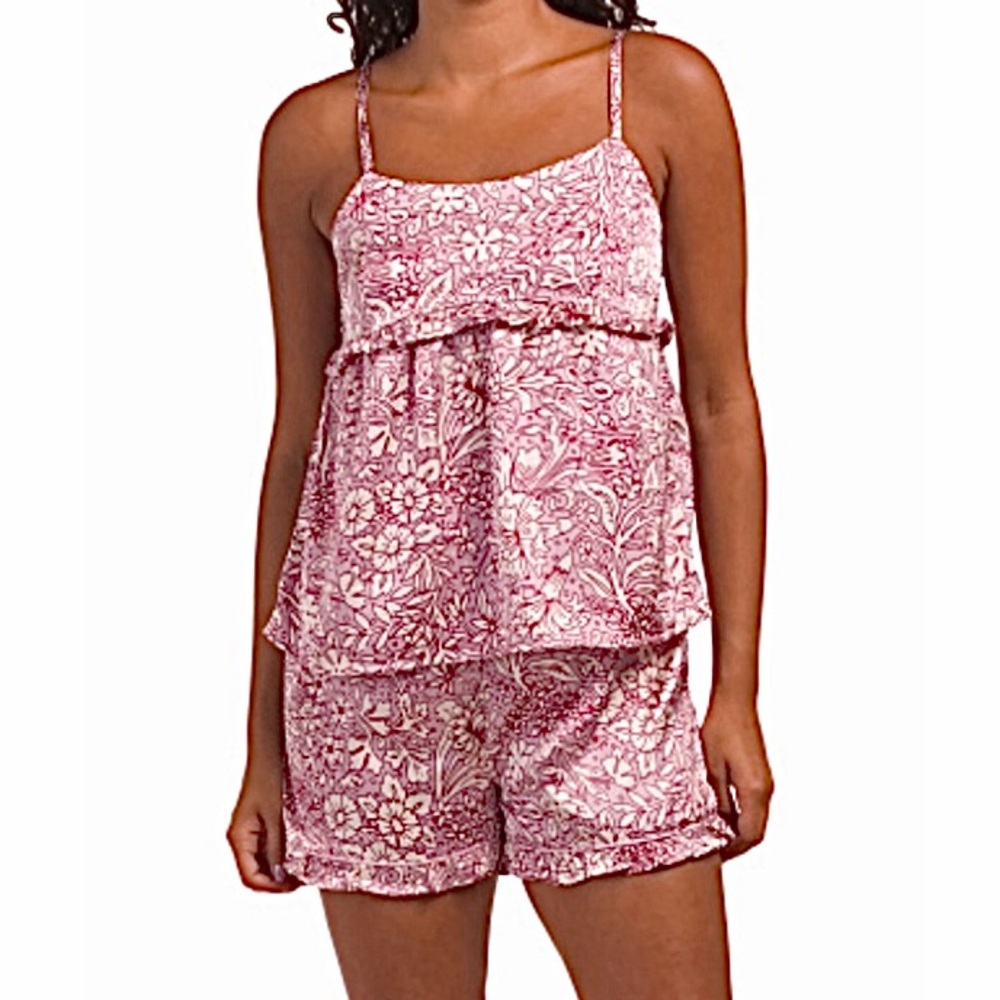 Rachel Ashwel Pajamas Set Size Medium Satin Shorts & Top Floral NEW WITH TAGS